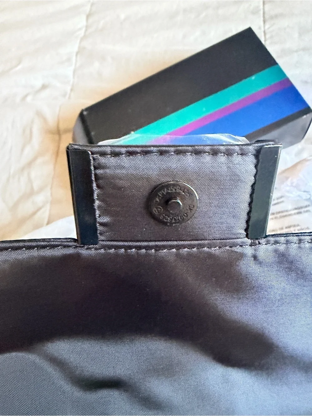 MAC Cosmetics Black with Teal, Purple and Blue Accent Makeup Bag New with Box